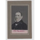 Postcard, Woven silk, scarce Czechoslovakian issue 'Fr. Palacky' (pin hole to top edge and sl foxing