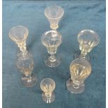 Glassware, collection of 7 Victorian slice cut glasses some with cropped stems circa 1870 (vg)