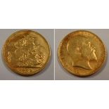 Gold coin, GB, Edward 7th, full sovereign, 1902 VF (1)