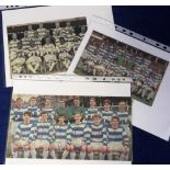 Football autographs, QPR, 3 signed magazine team groups, colour team line up signed by 13 inc.