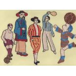 Tobacco silks, Turmac, Figures, Series A, Human, 21 different embroidered silk designs, all male