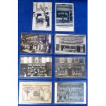 Postcards, a selection of 8 pre 1910 shopfronts inc. George Wasley Poulterers Aldershot (printed),