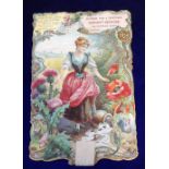 Trade card, Liebig, large die-cut, shop advertising calendar card for 1909 (calendar removed),