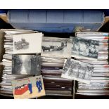 Postcards, a large collection of approx 1600 French topographical cards, in box and vintage album