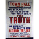 Music poster, The Truth, gig poster from The Town Hall Torquay 16 July 1966, also advertising future