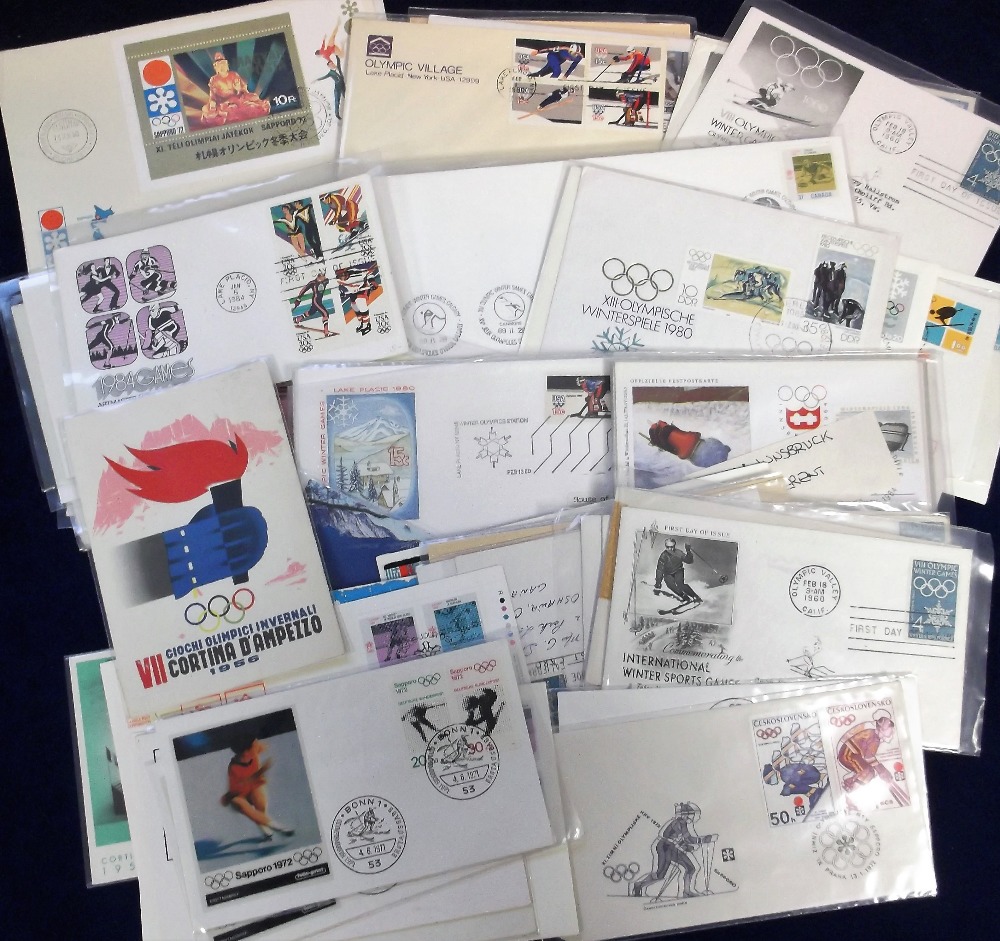 Olympics, Commemorative covers, a collection of 75+ covers, mostly illustrated cover the Winter