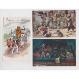 Postcards, three cards, Louis Wain Cats, ref C133 'At the Play An Exciting Moment' (pu 1907,