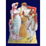Tobacco advertising, USA, Kimball, die-cut advertising card showing courting couple leaning on