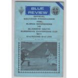 Football programme, Sliema Wanderers v Glasgow Celtic, E.C. 1971, this being Blue Review no 142 with