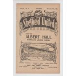 Football programme, Sheffield Utd v Huddersfield Town, 20 Nov 1926, Division 1 (Huddersfield