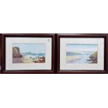 FREDERICK LEYTON Pair of watercolour Cornish coastal landscapes Signed Both 6.75in x 11.5in