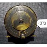 Early Eaton & Deller brass and ebonite plate wind fishing reel, inscribed Eaton & Deller makers 6