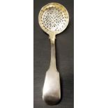 Victorian silver fiddle pattern sifter spoon, maker C.B., London 1840, weight 1.75oz approx.