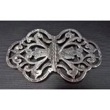 Edwardian silver foliate scroll pierced and bright cut nurse's buckle, Birmingham 1902, weight 1.