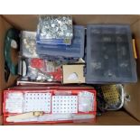 Box containing a quantity of Meccano nuts, bolts and screws etc