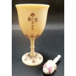 19th Century Anglo Indian miniature goblet with red stained engraved decoration; together with a
