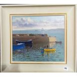 CHARLES DOUGLAS HILL 'At St. Ives Harbour' Oil on canvas Signed Longships Gallery label and