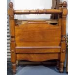 Victorian walnut single bed frame with head and foot boards, width 36in