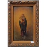 19th Century School Virgin Mary and The Infant Christ Oil on panel 15.5in x 9in