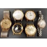 Six various wristwatches.