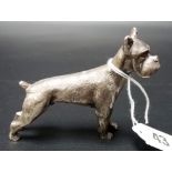Modern white metal bulldog figure, stamped 925, weight 35gms approx, height 2.75in