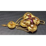 Victorian yellow metal paste set brooch/pendant, weight 8.2g approx.