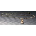 9ct gold sprung clasp on a 9ct gold belcher link necklace, weight 4.3g approx.