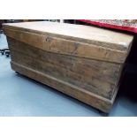 19th Century continental pine rectangular trunk, width 42.5in.