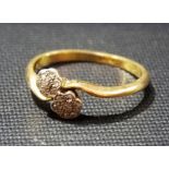 18ct gold chip diamond double cluster ring, weight 2.7g approx.