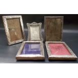 Five various rectangular silver mounted picture frames (af).