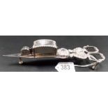 William IV silver plated pair of scissor action candle snuffers with WARRANTED cutting blade.
