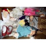 A Chad Valley sleep-eye doll; together with dolls clothing and accessories (2 boxes)