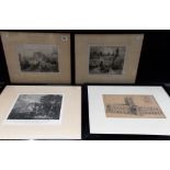 Nine various 19th Century black and white topographical engravings