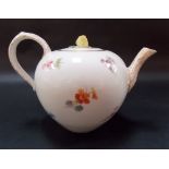 19th Century Meissen ovoid teapot painted with floral sprays and with rose knop finial, blue