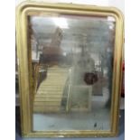 Victorian gilt framed rectangular oval mantel mirror with moulded and beaded frame, width 41.5in