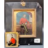 Two mid-19th Century Ambrotypes photographs of a young soldier with hand painting, both with