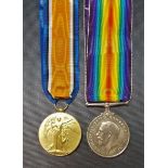 Two WWI medals, Great War and Victory, awarded to 125924 GNR.W.M. Harding-Murton. R.A.