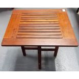 Early 20th Century teak folding deck table by CASTLE'S, made from the timbers of old ships.