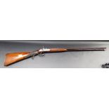 Good 19th Century percussion double barrel shotgun by Charles Playfair, the steel lockplates