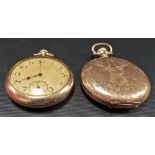 Two gold plated American crown wind pocket watches (one af).