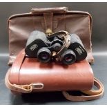 Pair of Carl Zeiss Jena 10 x 50 numerical JENOPTEM binoculars in original leather case; together