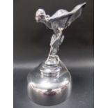 Early Rolls Royce 'Spirit of Ecstasy' chrome car mascot after Charles Sykes, the wings stamped 'REG.