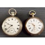 Two silver crown wind pocket watches, one by Waltham.