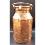 Copper plated Dutch 5 gallon milk churn with swing handle, height 20 in.