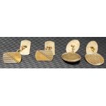 Two pairs of 9ct gold cuff links, weight 13.8g approx.