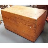 Early 20th Century pine rectangular hinge lidded box, width 28in.
