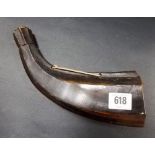 Large antique powder horn, length 9in