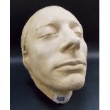 An interesting plaster death mask of a young gentleman, height 9.5in.