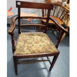 19th Century elm carver chair with upholstered drop-in seat