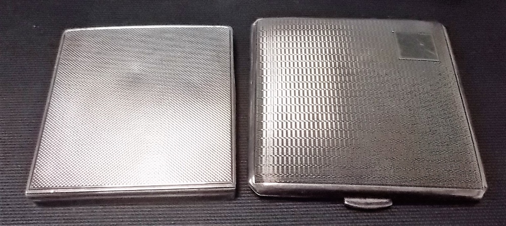 Silver engine turned cigarette case, Birmingham 1960; together with a silver engine turned